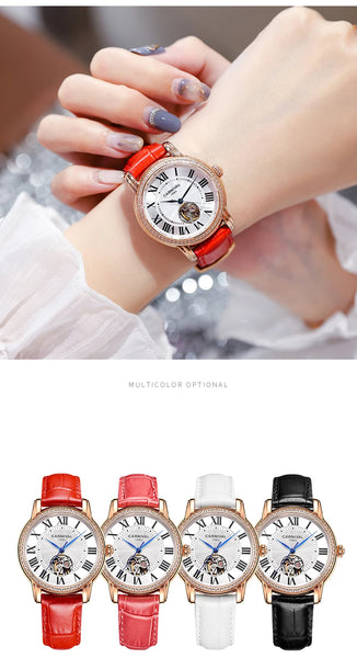 CARNIVAL Women’s Automatic Watch – Skeleton Dial, Sapphire, Waterproof, Japan Movement, Luxury Swiss Brand C8052L