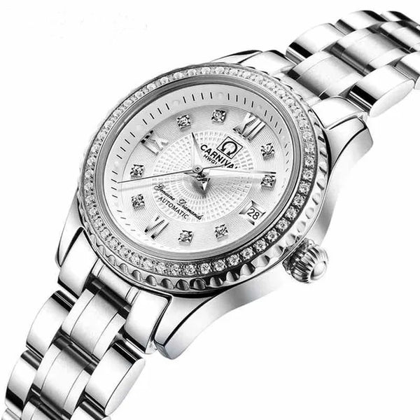 CARNIVAL Brand Luxury Wrist Watches for Women Ladies Waterproof Sapphire Automatic Mechanical Wristwatch Luminous Montre Femme