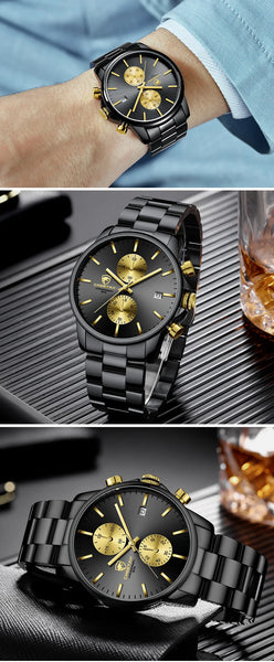 New CHEETAH Men Watch Luxury Brand Business Black Quartz Watches Mens Waterproof Chronograph Sport Wristwatch Date Male Clock