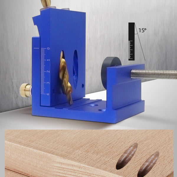 Pocket Hole Drill Guide Dowel Jig, Aluminium Oblique Hole Locator Drilling Kit Woodworker DIY Tools with 9mm Drill Bit