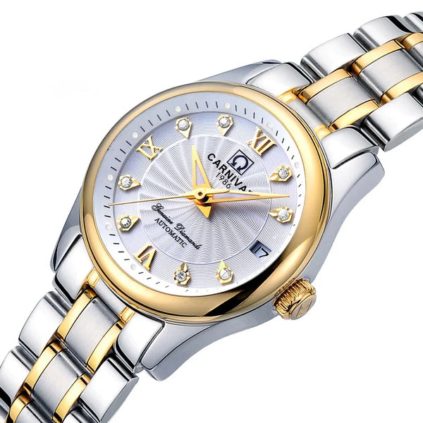 CARNIVAL Women’s Automatic Watch – Luxury Sapphire Mechanical, Calendar, Luminous, Waterproof Reloj Mujer