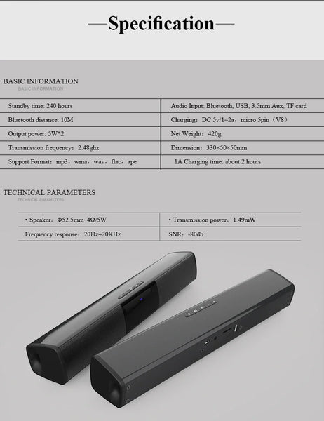 Super Powerful Sound Bar Portable Wireless Bluetooth Speaker Surround Stereo Home TV Sound Box Subwoofer FM Radio caixa de som