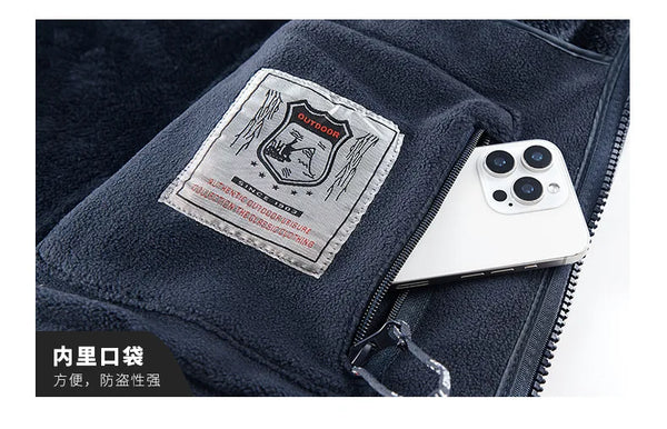 Men’s Winter Lamb Wool Jacket Retro Sports Style Thick Warm Plus Size Casual Coat