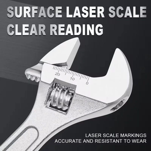 Heavy-Duty Adjustable Wrench – Large Opening, Long Handle, CR-V Steel