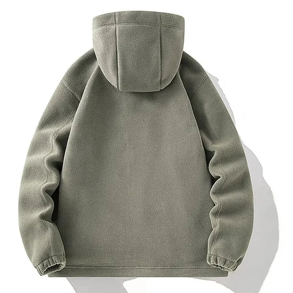 Norway Men's Plus Size Polar Fleece Jacket – Thick Double-Layer Hooded Winter Coat, Warm Fleece-Lined Outdoor Outerwear