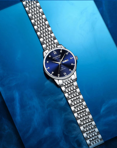 GUANQIN Men's Luxury Quartz Watch – Dual-Language Date, Waterproof, Luminous