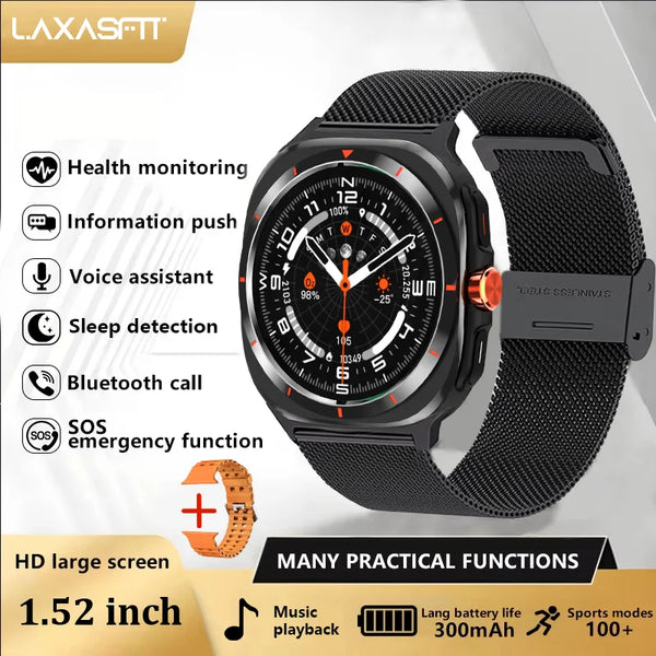 LAXASFIT 1.52" Smart Watch – Bluetooth Calling, Heart Rate & Fitness Tracker for Men & Women
