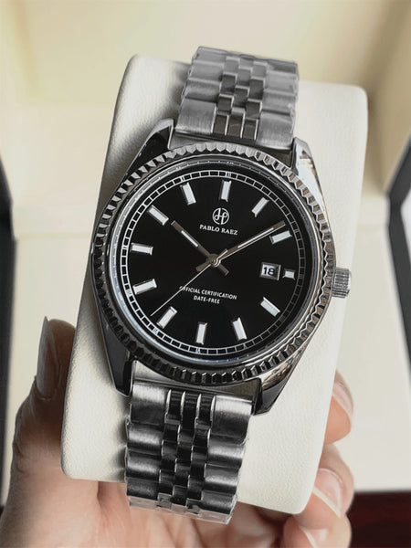 PABLO RAEZ Men's Luxury Silver Watch – SUS304 Steel, Luminous, Waterproof