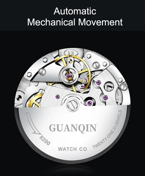 GUANQIN Men's Luxury Automatic Watch – Stainless Steel, Date, Week, Waterproof