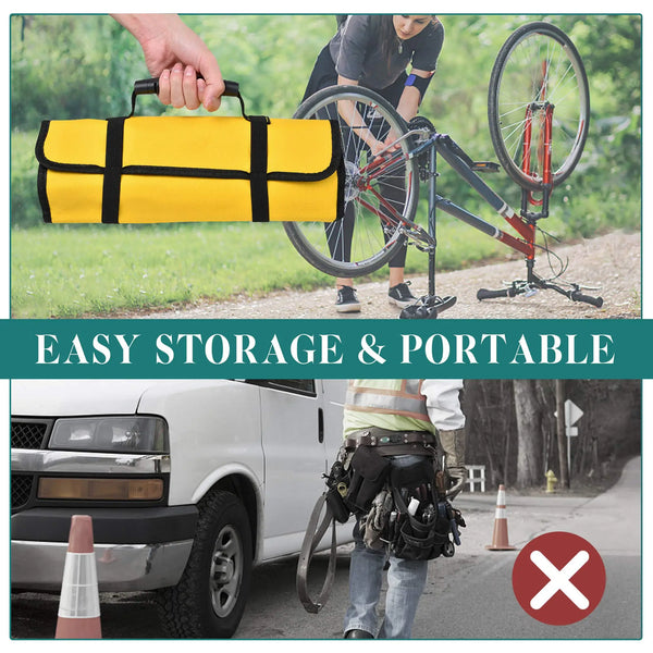 Canvas Roll Up Tool Bag, Multi-Purpose Tool Pouch with Zipped Compartments Heavy Duty Hanging Tool Organizer for Wrench Screwdriver