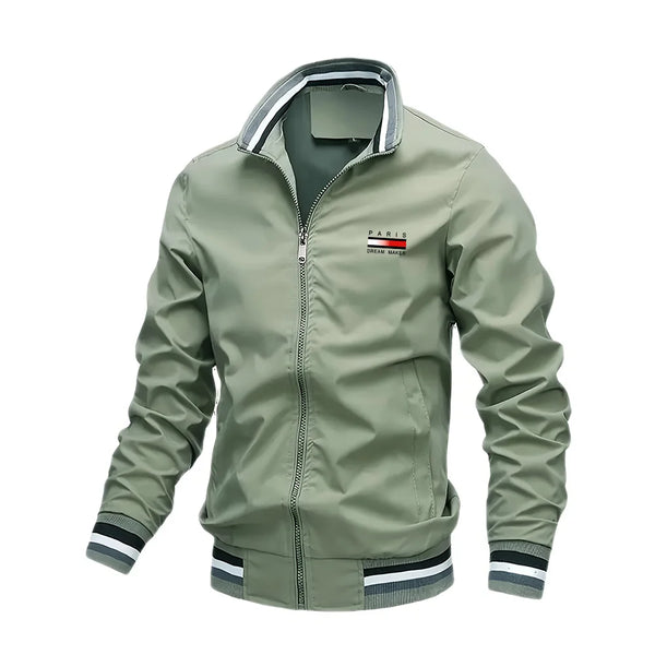 Men's Oversized Bomber Jacket – Spring Autumn Varsity Coat, Zipper, Stand Collar, Designer