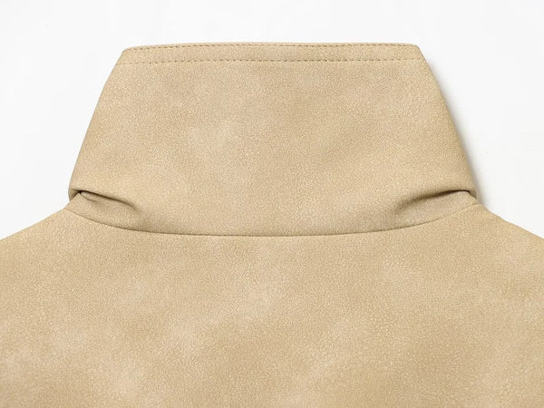 Women's Oversized Suede Bomber Jacket – Zip Up, Demi-Season, Winter Outerwear