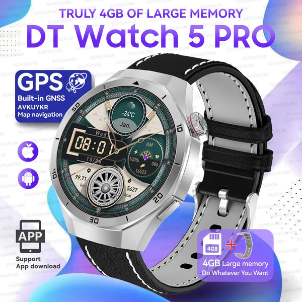 2025 For Android iOS Watch DT5pro Smart Watch 4GB Big Memory GPS Navigation MP3/MP4 Player APP Download Sports trackr Smartwatch