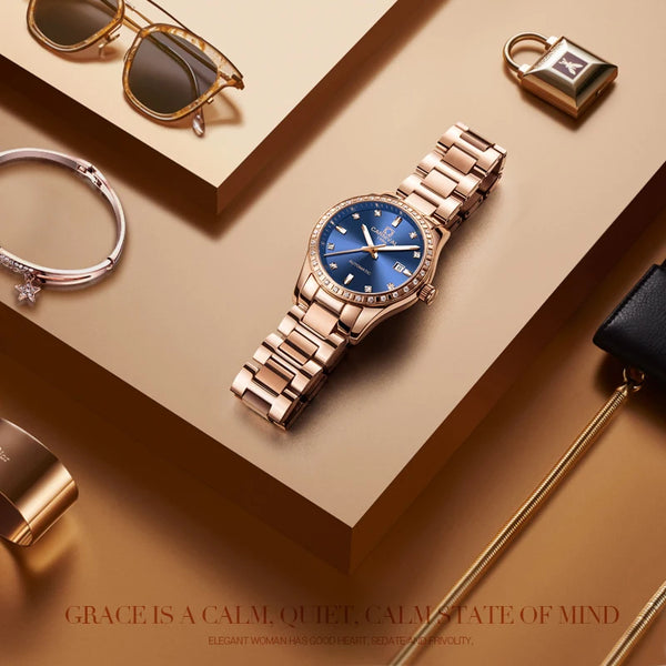 CARNIVAL Women’s Automatic Watch – Rose Gold, Stainless Steel, Calendar, Luminous, Waterproof Mechanical 8685