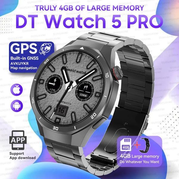 2025 For Android iOS Watch DT5pro Smart Watch 4GB Big Memory GPS Navigation MP3/MP4 Player APP Download Sports trackr Smartwatch