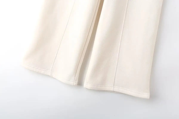 HH Women's 2-Piece Tracksuit Set – Retro Solid Color Bomber Jacket Sweatshirt + High-Waisted Lace-Up Velvet Pants