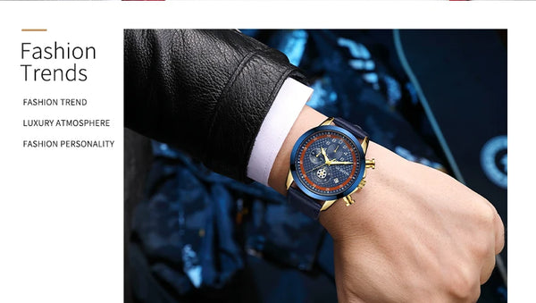 OCHSTIN Men’s Quartz Chronograph Watch – Waterproof, Leather Strap, Luminous Hands, Luxury Wristwatch