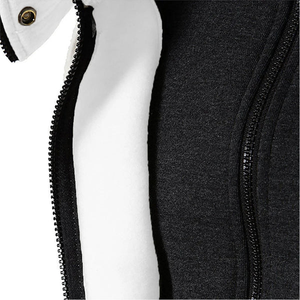 Men's Hooded Fleece Bomber Jacket – Autumn Winter Zip Coat, Scarf Collar, Slim Fit