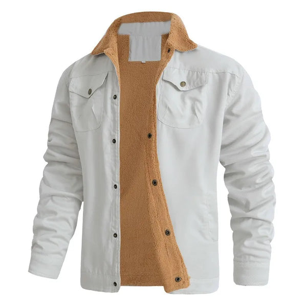 New Winter Men's Bomber Jacket High-quality Plush Thicken Wool Cargo Jackets Lapel Button-up Thick Warm Coat for Men Outwear 5XL