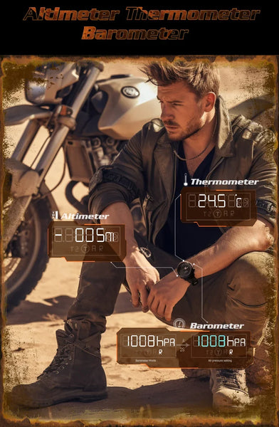 The NORTH EDGE MARS Pro is a rugged, multifunctional digital watch designed for outdoor enthusiasts, military use, and adventure seekers. It features a carbon fiber case, altimeter, barometer, compass, and 50M water resistanc