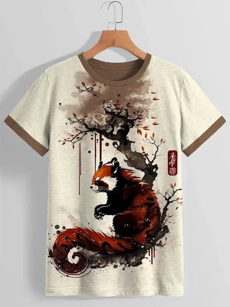 3D Japanese Ukiyo-e Graphic Tee – Casual O-Neck Shirt for Men