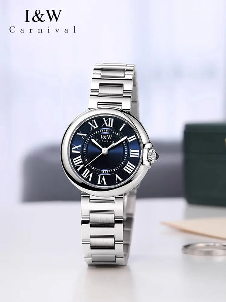 CARNIVAL Women’s Quartz Watch – Luxury Sapphire, Stainless Steel, Waterproof Fashion Wristwatch, Relogio Feminino