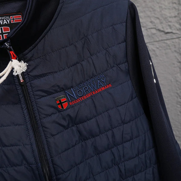 Men's Norway Winter Cotton Jacket – Outdoor Stand Collar Spliced Casual Coat, Warm Padded Outerwear