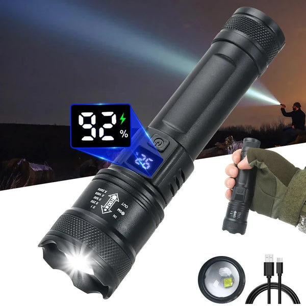 5000LM Powerful P70 Led Flashlights Ultra Bright Tactical Light Emergency Spotlights Telescopic Zoom Light Built-in Battery