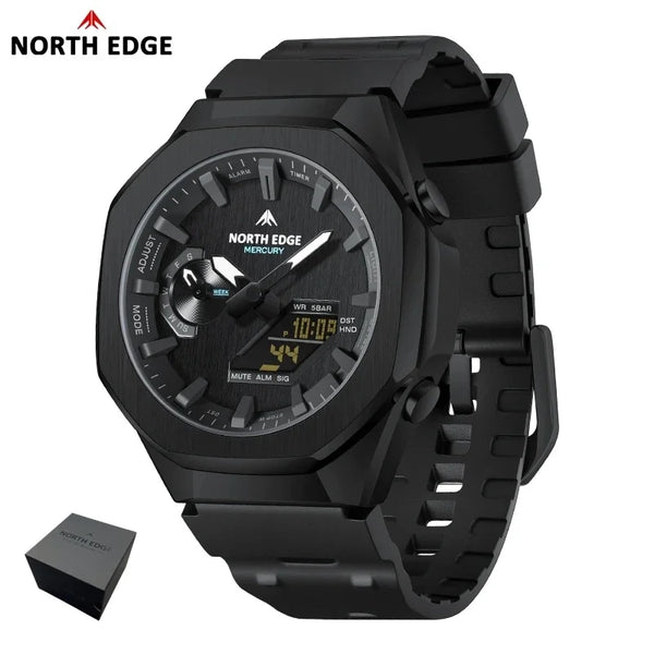 NORTH EDGE MERCURY Sports Watch – Digital Quartz, Stopwatch, World Time, 50M Waterproof