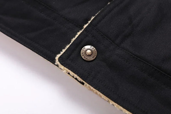 New Winter Men's Bomber Jacket High-quality Plush Thicken Wool Cargo Jackets Lapel Button-up Thick Warm Coat for Men Outwear 5XL