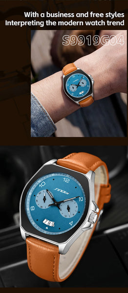 SINOBI Men’s Quartz Watch – Fashion Leather Strap, Waterproof, Top Brand Gift Wristwatch