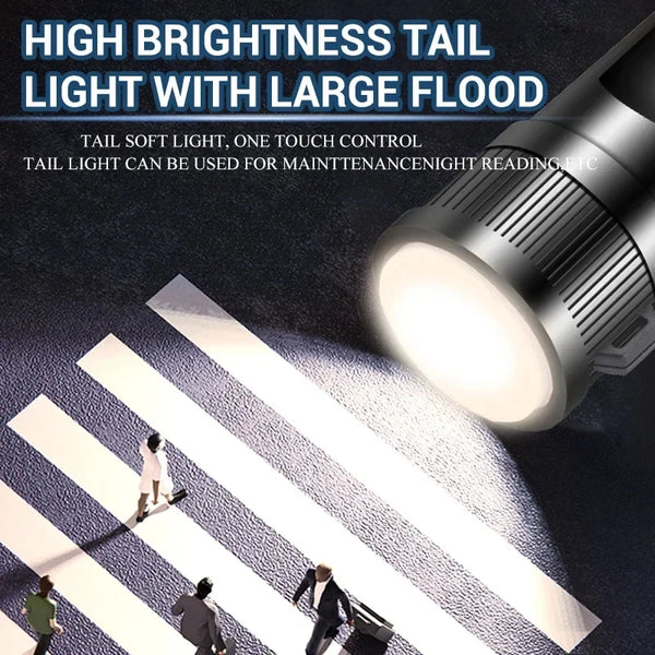 5000LM Powerful P70 Led Flashlights Ultra Bright Tactical Light Emergency Spotlights Telescopic Zoom Light Built-in Battery