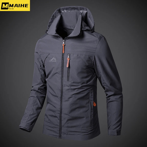 Men's Waterproof Military Windbreaker Jacket – Hooded Combat Bomber Coat for Autumn Outdoor Hiking & Biking