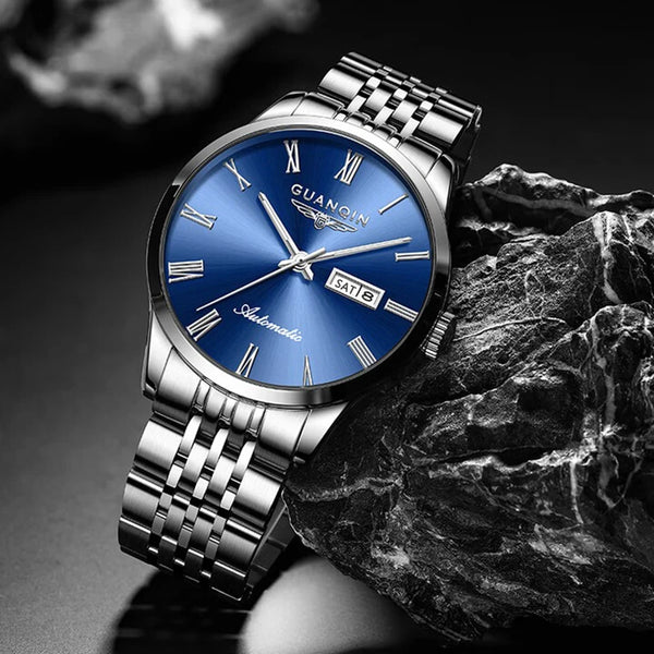 GUANQIN Men's Luxury Automatic Watch – Stainless Steel, Date, Week, Waterproof