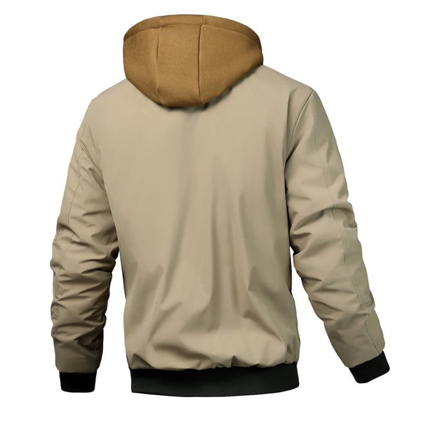 Men's Warm Bomber Jacket – Autumn Winter Hooded Windbreaker, Hiking Parka, Thermal Zip