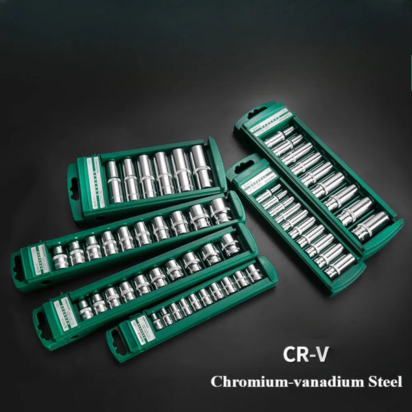 Hex Socket Wrench Head Set For Ratchet 1/4 3/8 1/2 Short Long Socket Deep Nut Driver Sleeve Spanner End Ratchet Tool