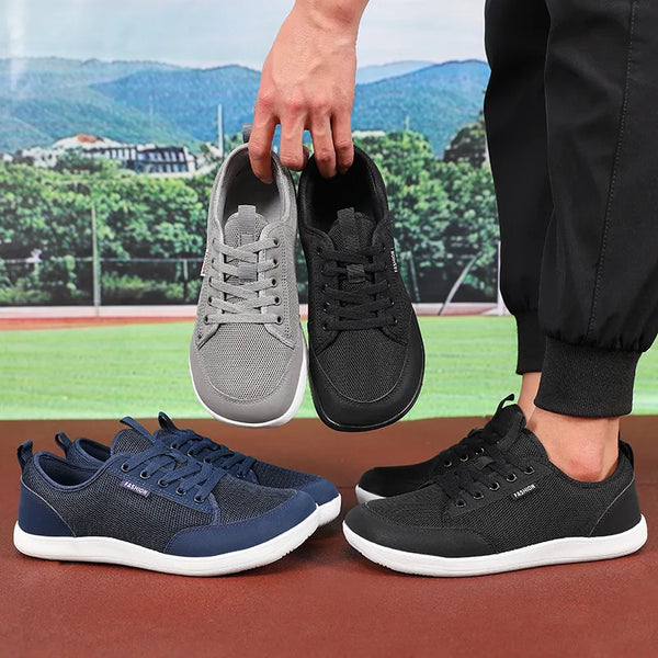 Men's Wide Barefoot Running Shoes – Minimalist Mesh Sneakers, Trendy Casual Outdoor Walking Footwear, Large Fit Design