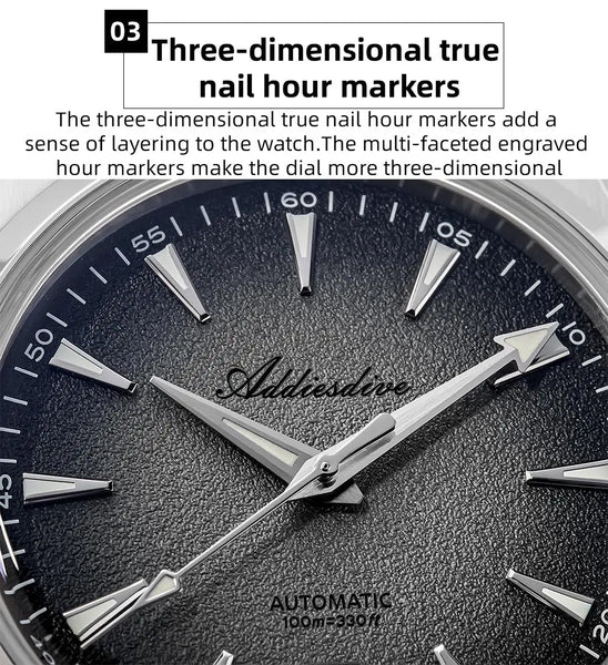 ADDIESDIVE Men's Automatic Mechanical Watch – Japan 8215 Movement, Bubble Mirror Glass, Super Luminous Luxury Dress Timepiece