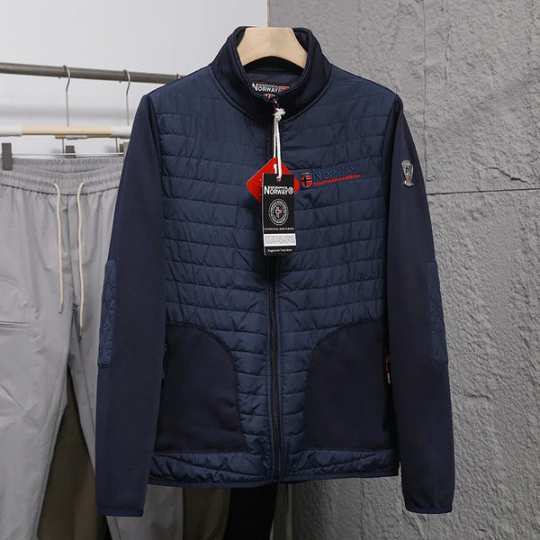 Men's Norway Winter Cotton Jacket – Outdoor Stand Collar Spliced Casual Coat, Warm Padded Outerwear