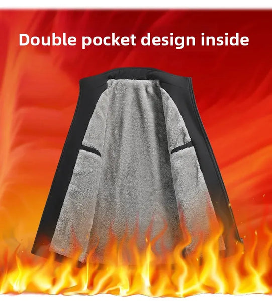Thickened Fleece Jacket for Men – Ideal for Middle-Aged & Elderly Comfort