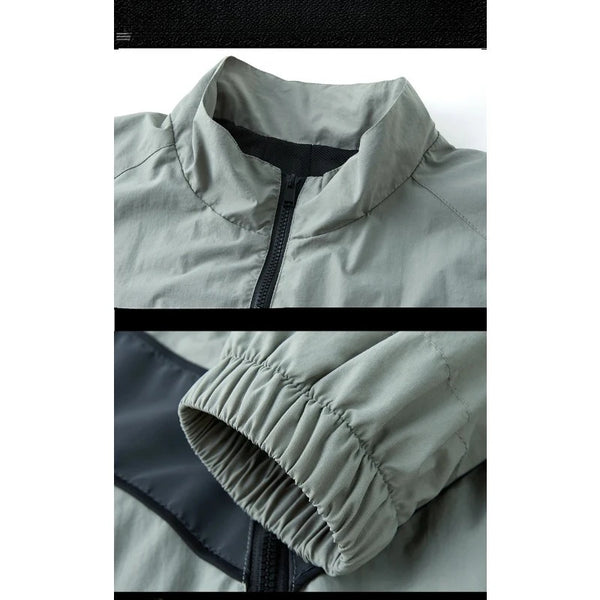 Men’s Vintage Bomber Jacket – Grayish Green, Hooded, Windproof, Quick-Dry, Reflective Training Coat