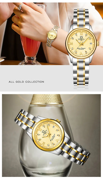 CARNIVAL Women’s Automatic Watch – Luxury Sapphire Mechanical, Calendar, Luminous, Waterproof Reloj Mujer