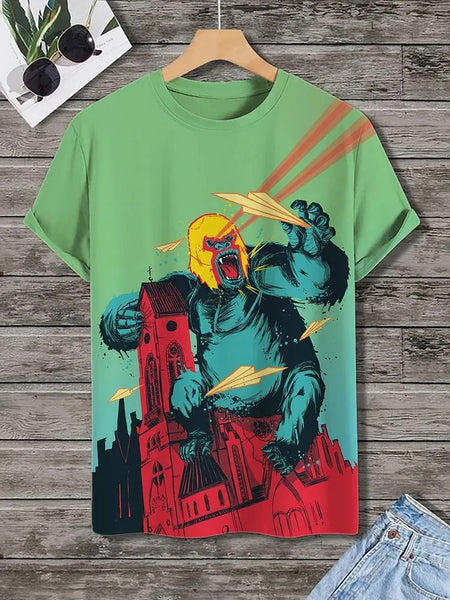 3D Japanese Ukiyo-e Graphic Tee – Casual O-Neck Shirt for Men