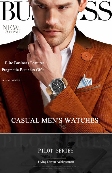 OCHSTIN Men’s Sports Watch – Waterproof Quartz, Calendar, Three-Eye Dial, Leather Strap, Fashion Casual