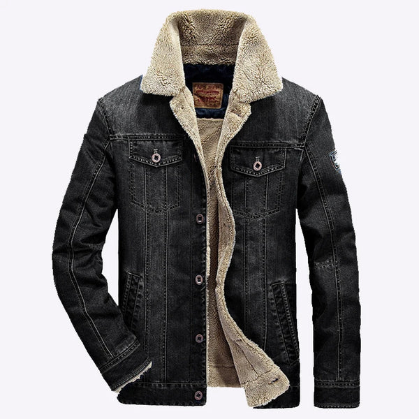 Men’s Winter Streetwear Jacket – Oversized 6XL/7XL Fleece-Lined Denim Coat