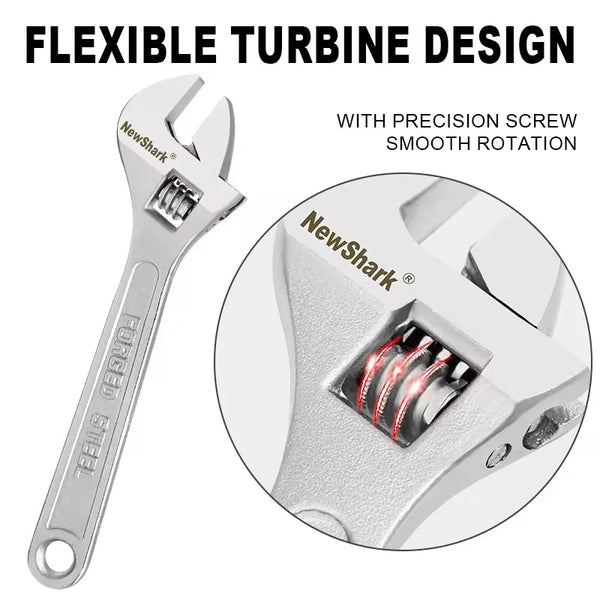 Heavy-Duty Adjustable Wrench – Large Opening, Long Handle, CR-V Steel