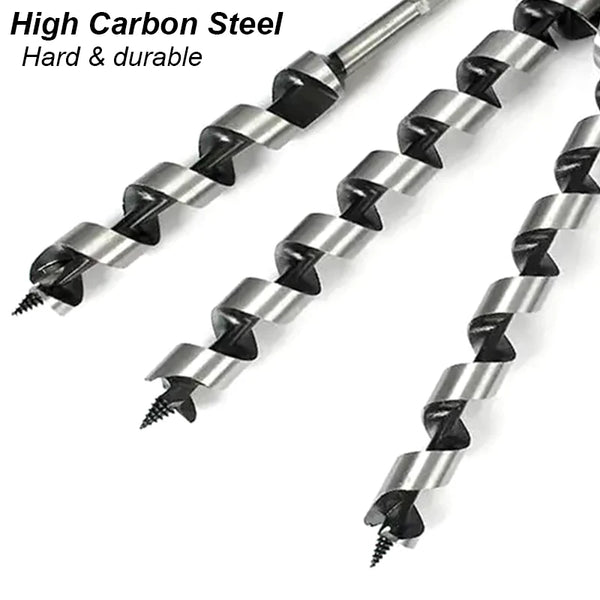 Extra Long Auger Drill Bit Set – Brad Point, Hex Shank, Deep Hole Woodworking Tools