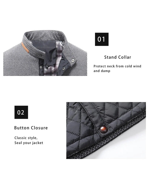 Men's Diamond Quilted Bomber Jacket – Lightweight Puffer, Button Down Overshirt, US Size