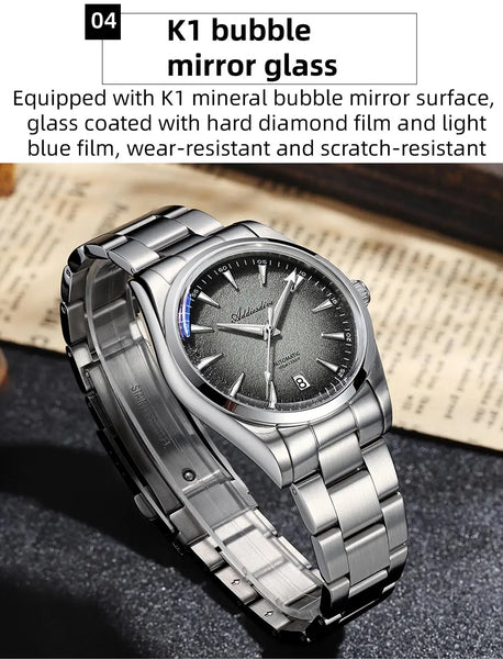 ADDIESDIVE Men's Automatic Mechanical Watch – Japan 8215 Movement, Bubble Mirror Glass, Super Luminous Luxury Dress Timepiece