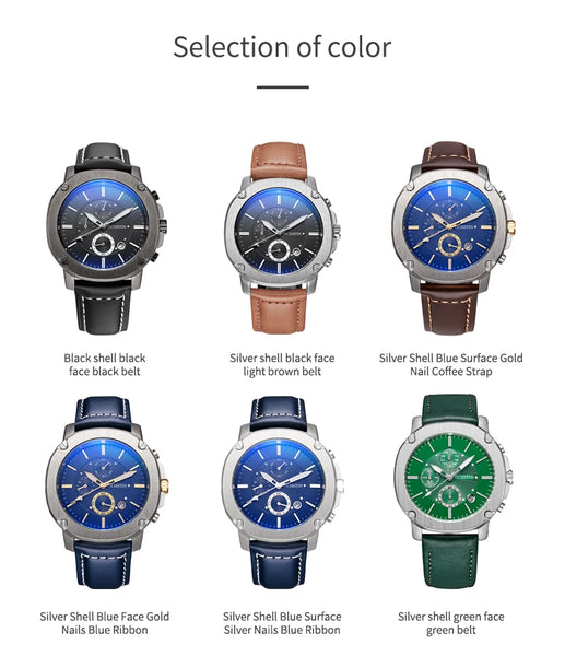 OCHSTIN Men’s Quartz Chronograph Watch – Waterproof, Leather Strap, Multifunction, Casual Business Style